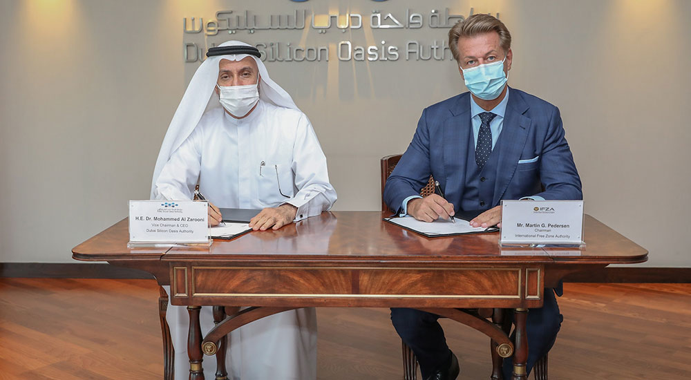 (left to right) Dr Mohammed Al Zarooni, Vice Chairman and CEO of DSOA; and Martin Pedersen, Chairman of IFZA.