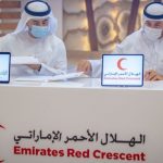 Ali Al Hashemi, Chief Executive Officer Designate of Yahsat and Dr Muhammad Ateeq Al Falahi, Secretary General of the Emirates Red Crescent sign MoU.
