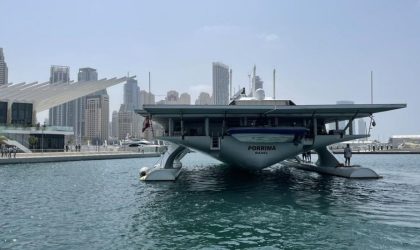 Powered by solar, wind, hydrogen, 36-metre 100-tonne PORRIMA arrives at Dubai Harbour