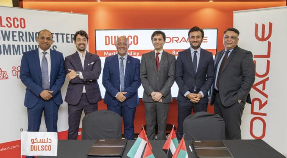 A signing ceremony was held at DULSCO Headquarters and attended by DULSCO Group representatives Martin Bradley-CFO, Vijay Jain- Head of IT and Tiago Costa- CEO of Parisima Talent, together with Oracle’s Rahul Misra, Vice President – Business Applications, Gulf and South Africa, Simon Al Khaled, Senior Director – Lower Gulf, and Abbas Mantri- Account Director
