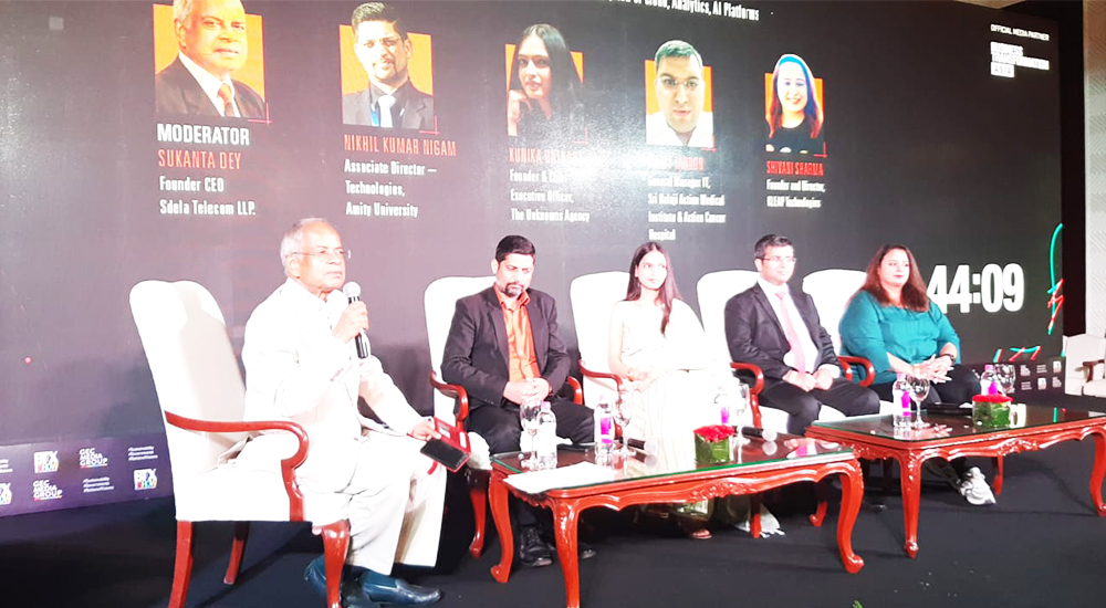 (Left to Right) Sukanta Dey, Founder CEO, Sdela Telecom; Nikhil Kumar Nigam, Associate Director, Technologies, Amity University; Kunika Rathore, Founder and Chief Executive Officer, The Unknowns Agency; Mohit Tandon, General Manager IT, Sri Balaji Action Medical Institute and Action Cancer Hospital; Shivani Sharma, Founder and Director, KLEAP Technologies