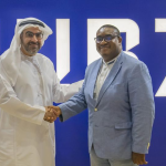 (L-R) Badr Al-Olama, Acting Chief Executive Officer of Hub71 and Debo Omololu, CEO & Co-Founder of GetFundedAfrica