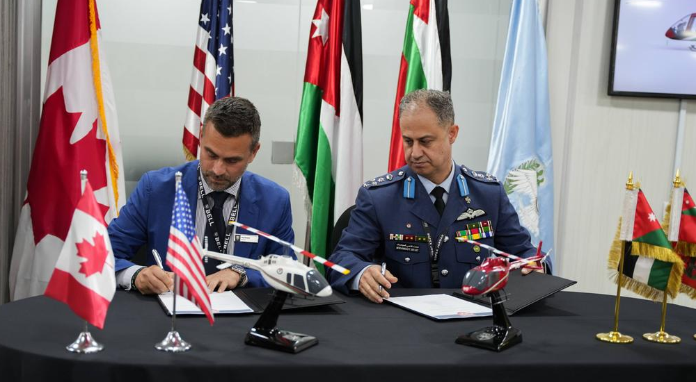 (Left to right) Patrick Moulay, senior vice president, International Business, Bell and Brig. Gen. Mohammad F. Hiyasat, Commander, Royal Jordanian Air Force.