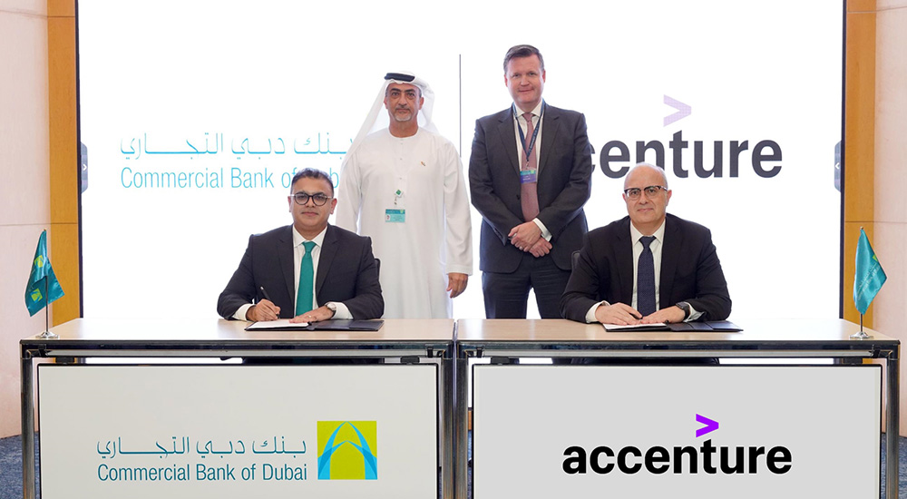 (Left to right) Ali Imran, Chief Operating Officer, CBD; Othman Bin Hendi, Chief Customer Officer, CBD; David Parker, Global Financial Services Industry Practices Chair, Accenture; Max Di Gregorio, Managing Director, Financial Services and Client Account Lead, Middle East.